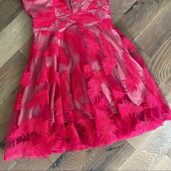 Lucca Vasconcellos Womans Feather Embroidered Mini Dress Size Medium - Picture 16 of 16
